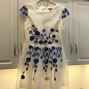 Cap Sleeve Floral Embroidered Spring/Easter Dress